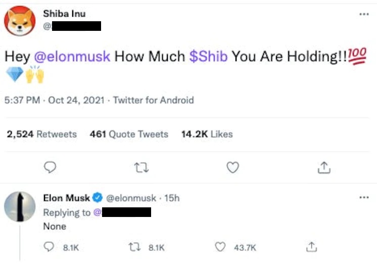 Elon Musk houdt geen Shiba Inu.